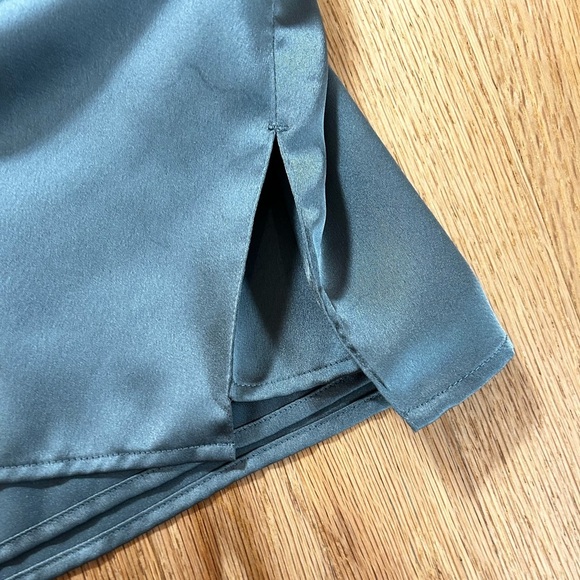 ABERCROMBIE satin effect slate blue mini slip dress y2k party size M petite - Picture 6 of 9